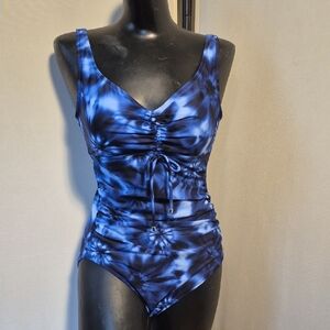Aqua Green Women's Blue Tie-Dye One-Piece Swimsuit - Sz. M